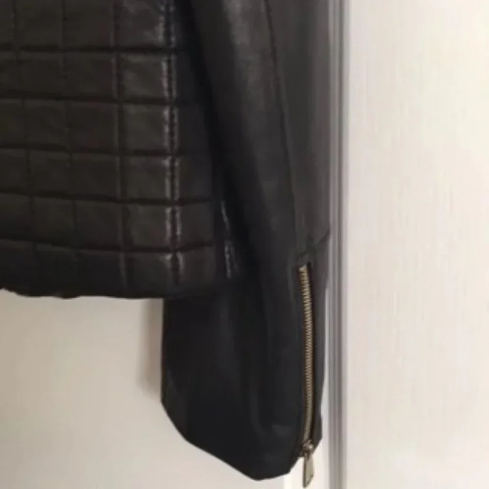 VIA SPIGA Black Leather Motorcycle Jacket - Picture 3 of 6